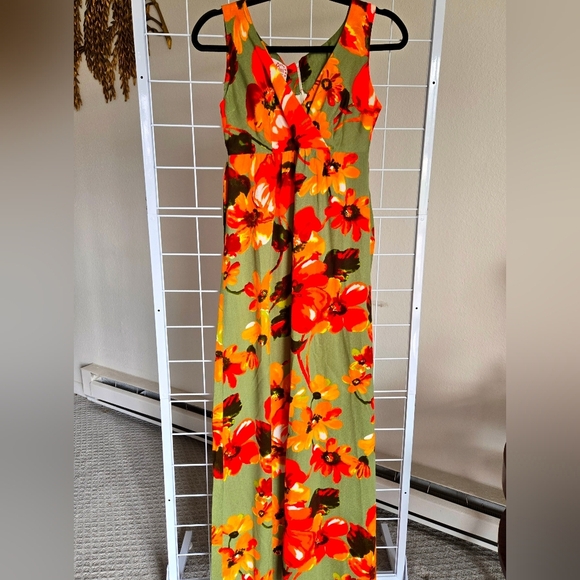 60s 70s Hawaiian Aloha Hale Kini Chez Jeanne Maxi Dress - Picture 4 of 5